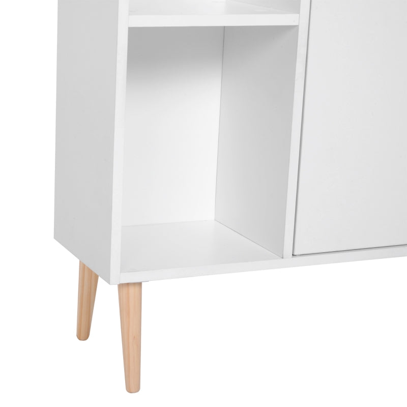 White Wooden Bookcase Storage Cabinet with Doors