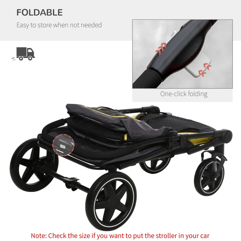 Grey Foldable Pet Stroller with Universal Wheels for Medium and Large Dogs