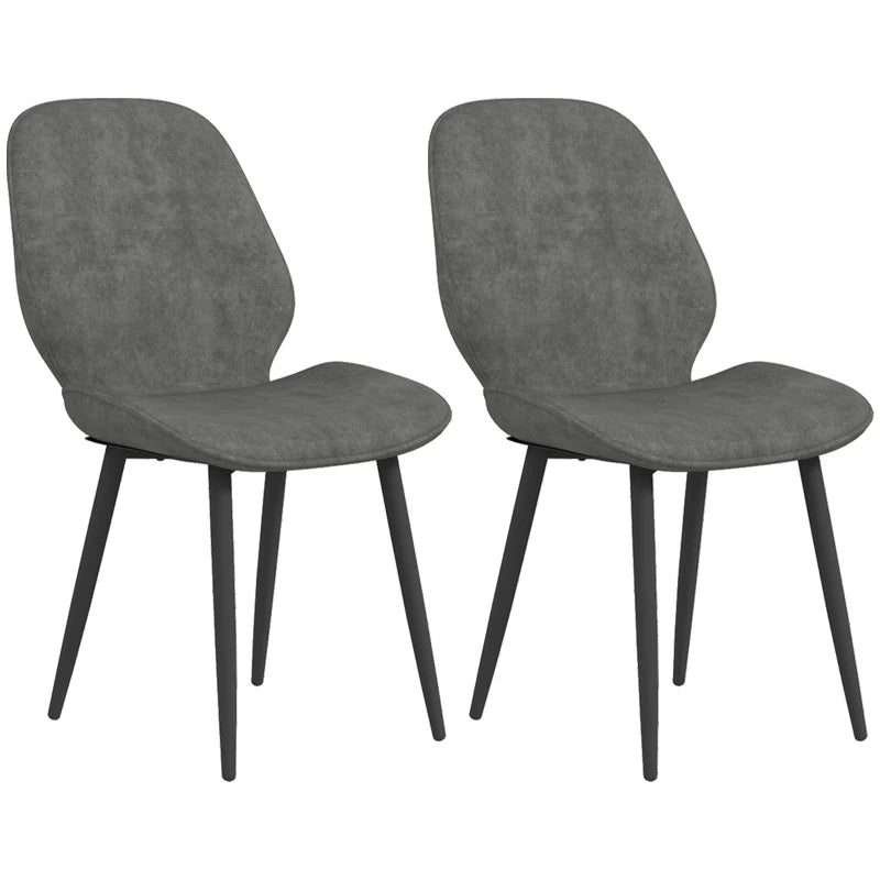 Grey Velvet Dining Chairs, Set of 2 with Metal Legs for Living Room