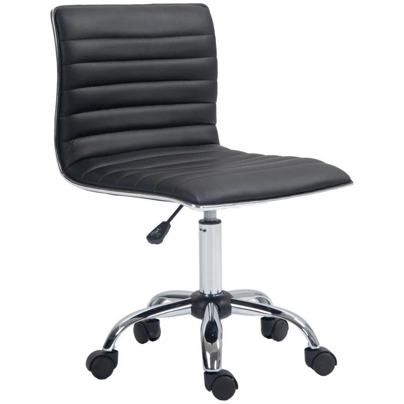 Black Mid-Back Swivel Office Chair with Armless Design