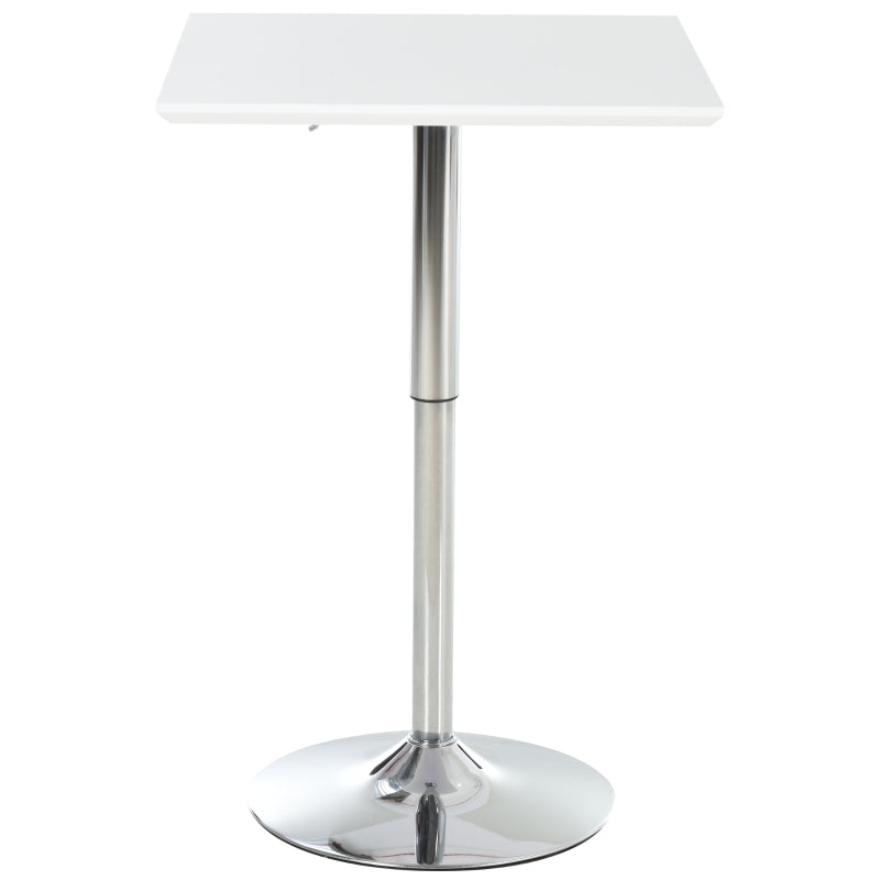 White Square Adjustable Bar Table with Metal Base