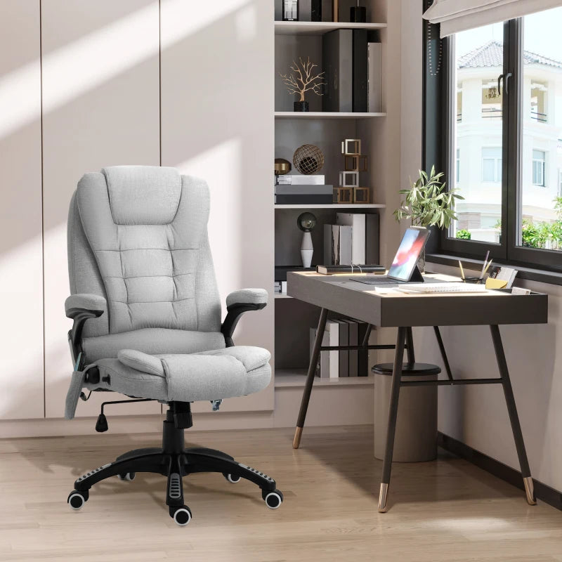 Light Grey Ergonomic Massage Office Chair with Heated Back Support