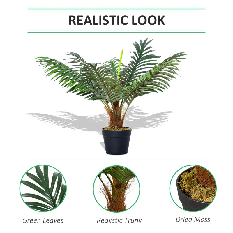 Artificial 60cm Palm Tree Decorative Plant - Green, 8 Leaves, Indoor/Outdoor