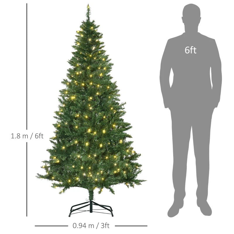 6FT Green Christmas Tree with Warm White LED Lights