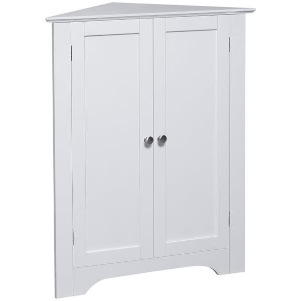 White Triangle Corner Bathroom Storage Cabinet with Adjustable Shelf