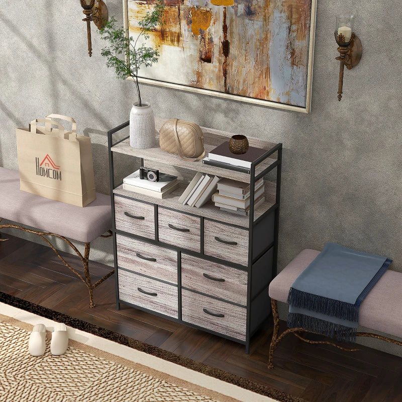 Grey Rustic 7-Drawer Fabric Chest