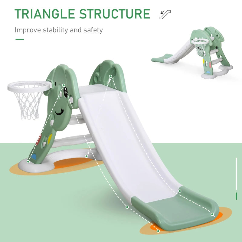 Blue Kids Slide with Basketball Hoop - Toddler Climber Playset