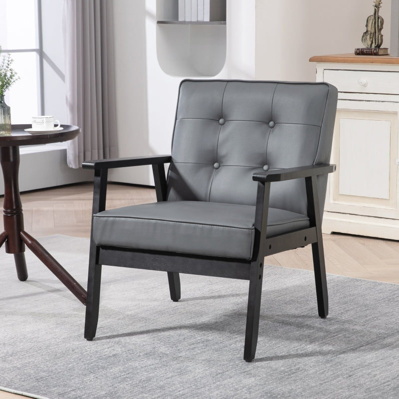 Grey Retro-Style Faux Leather Accent Chair