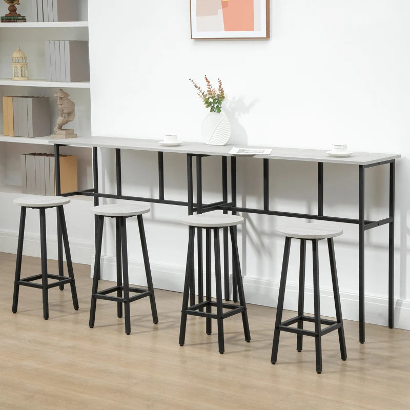 6-Piece Grey Bar Table Set with 4 Stools - Counter Height Dining Furniture for Kitchen & Living Room