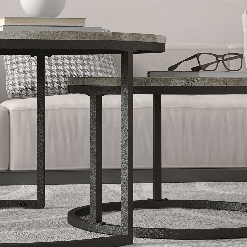 Grey and Black Nesting Coffee Tables Set