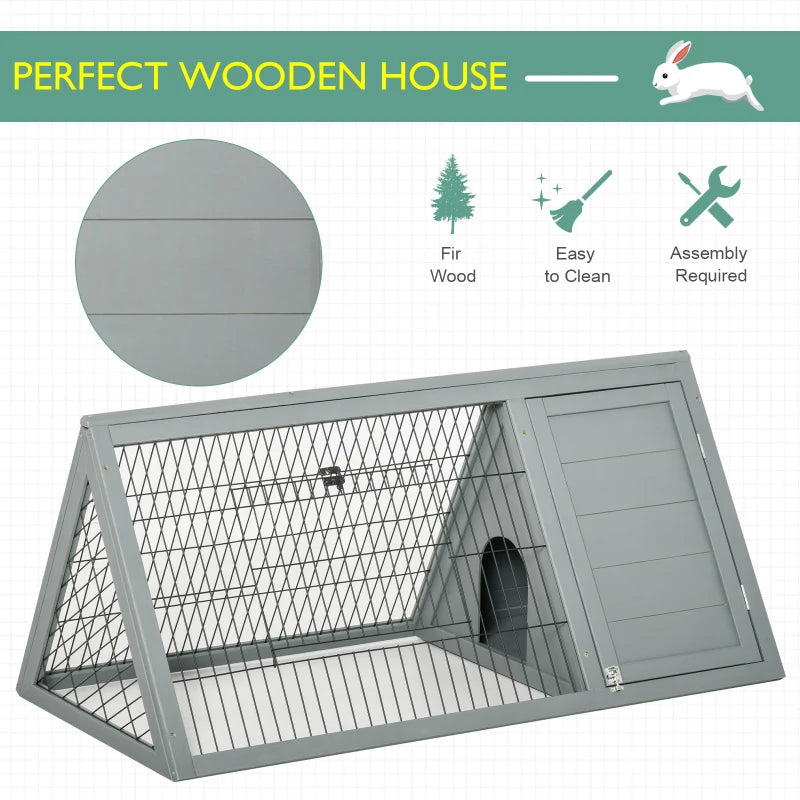 Grey Triangle Small Animal Hutch 116 x 62.2 x 52.5 cm