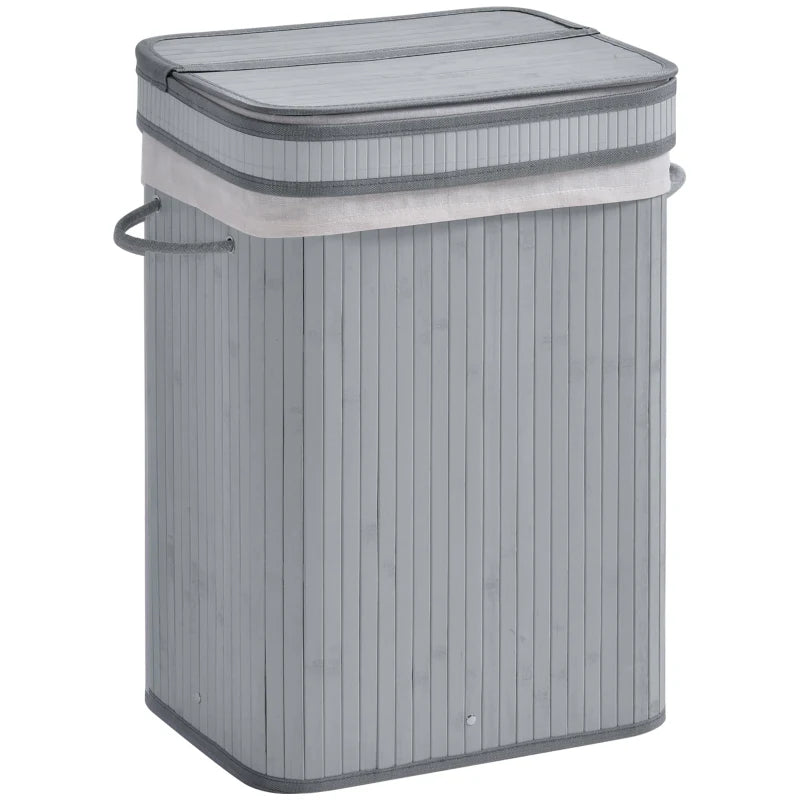 Grey 70L Laundry Basket with Flip Lid