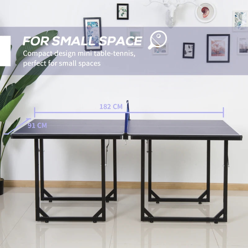 6ft Blue Folding Ping Pong Table with Net - Indoor/Outdoor Multi-Use