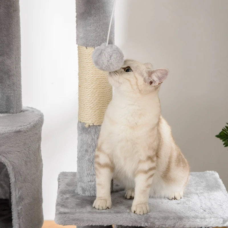 Adjustable Floor-to-Ceiling Cat Tree - Light Grey