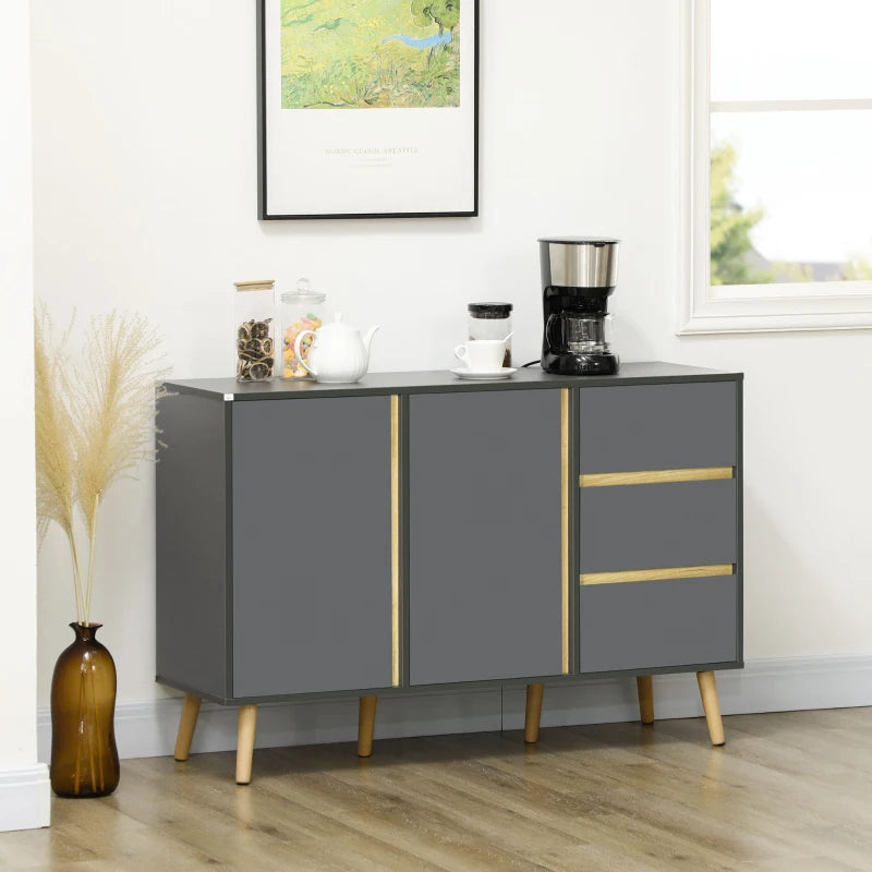 Dark Grey Modern Kitchen Sideboard with Double Doors and Drawers