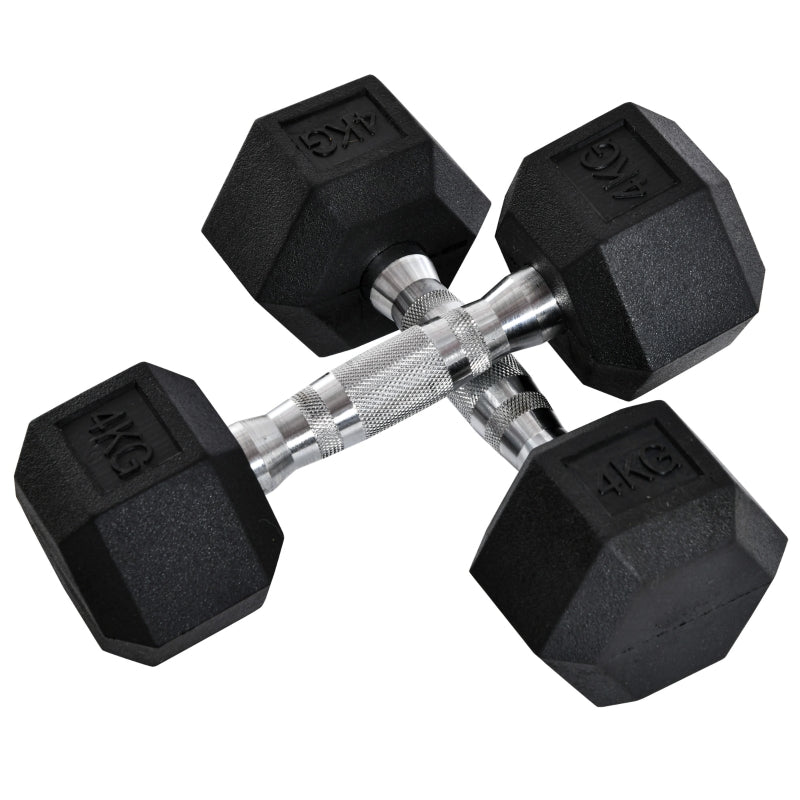 Black 2x4kg Hex Dumbbell Set for Home Gym Fitness