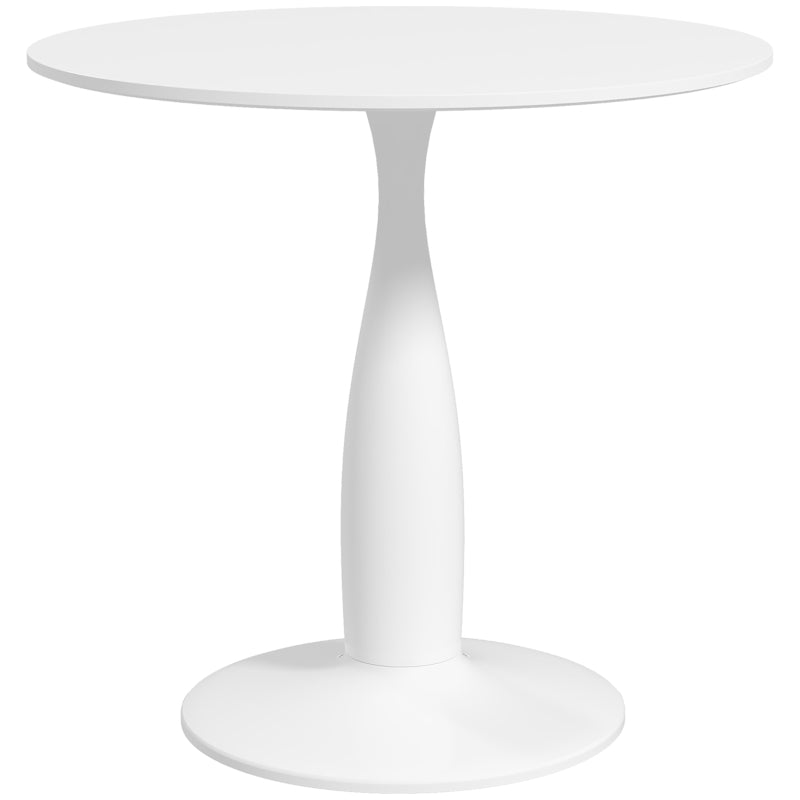 Modern Steel Base Round Dining Table, White, Space-Saving