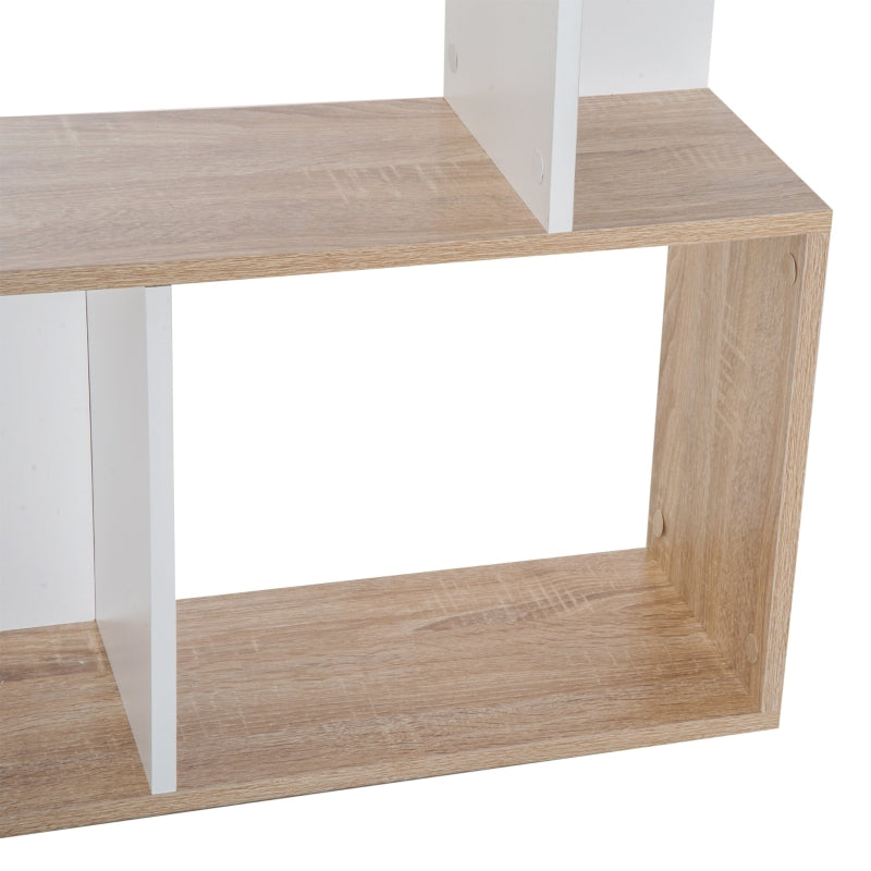 Four-Tier Double 'S' Shelving Unit - White & Oak