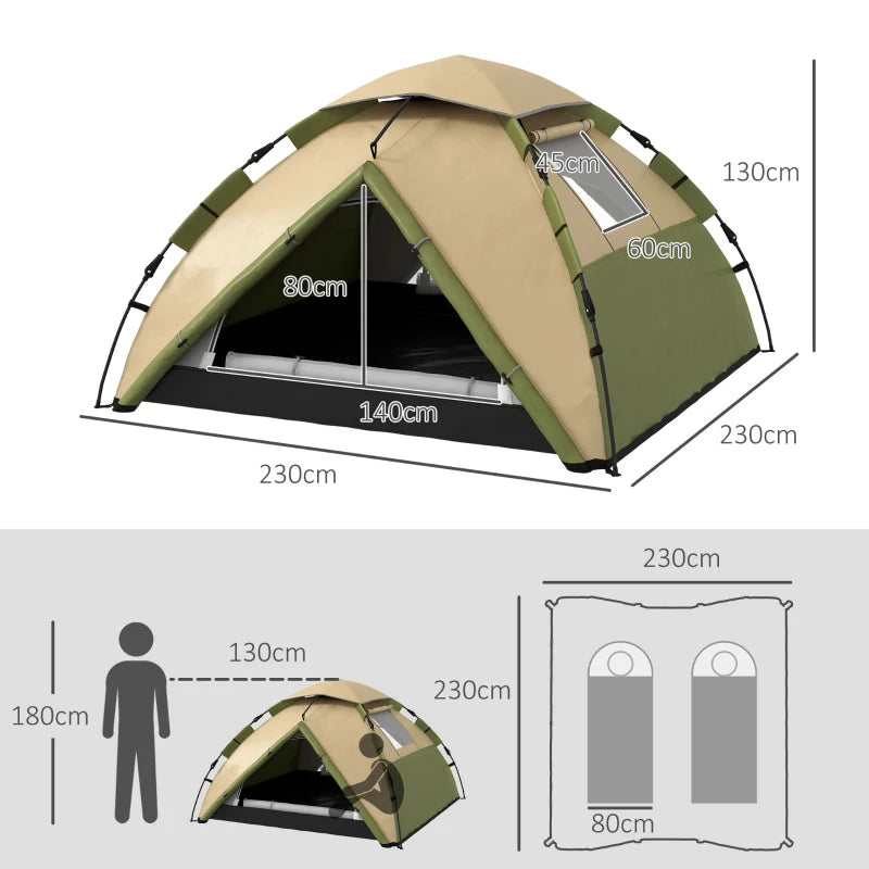 Dark Green 2-Person Camping Tent with Accessories