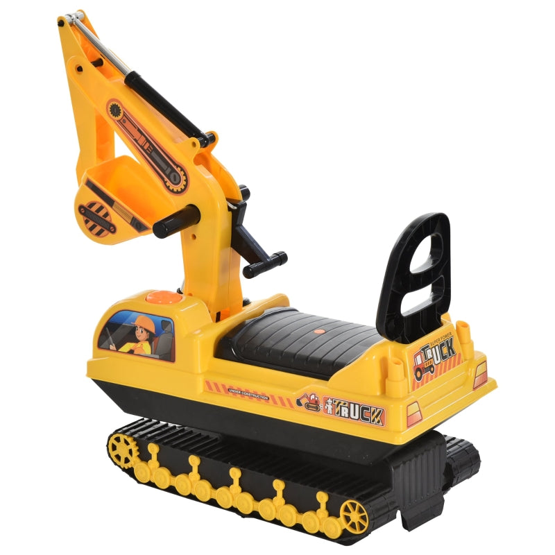 Yellow Ride-On Excavator Toy Tractor Digger