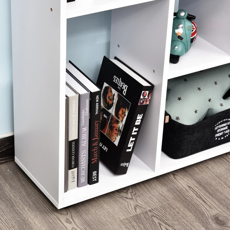 White 5-Unit Grid Bookcase with Melamine Foot Pads