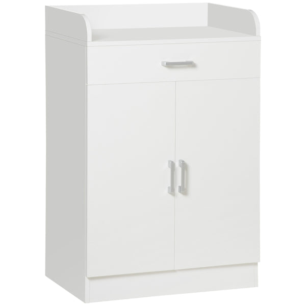 White Modern Storage Cabinet with Drawer and Shelf