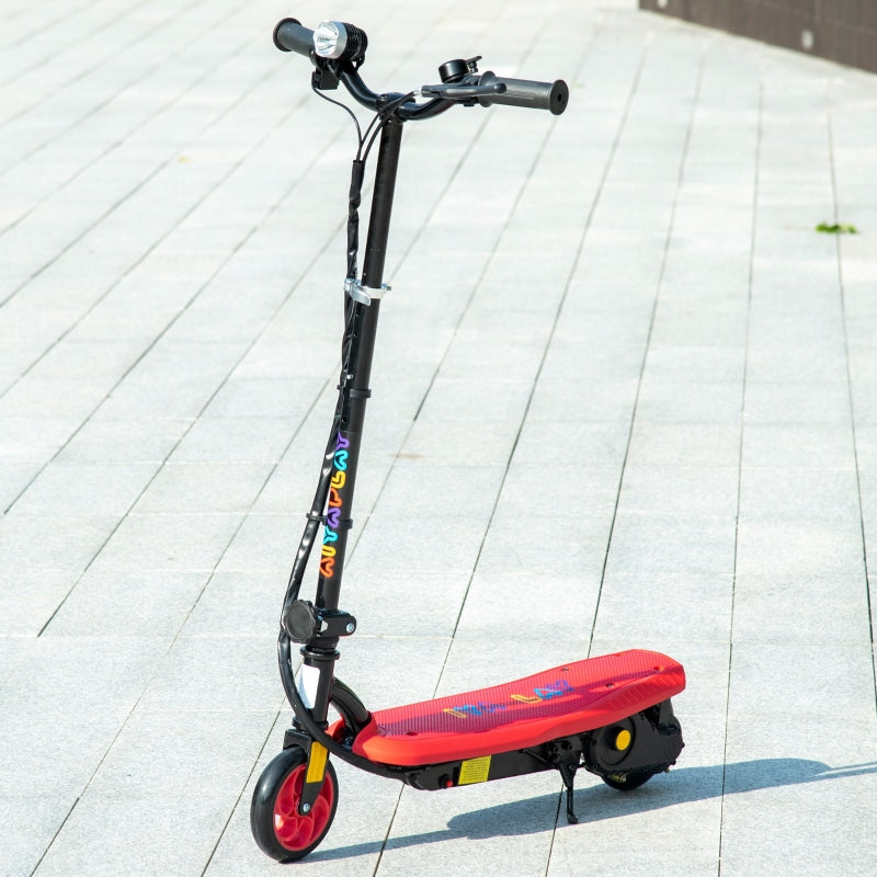 Red Foldable Electric Scooter with LED Headlight for Ages 7-14