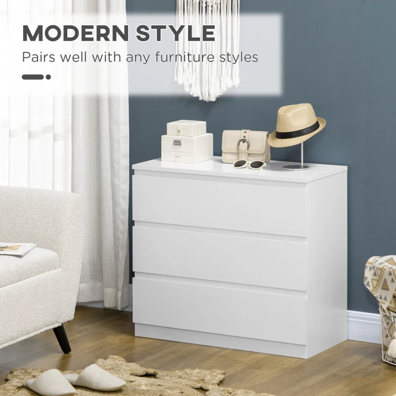 White 3-Drawer Storage Chest for Bedroom and Living Room