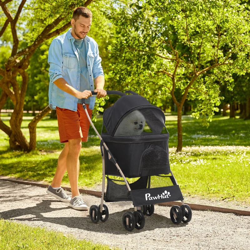 Black 3-in-1 Detachable Pet Stroller for Extra Small and Small Dogs