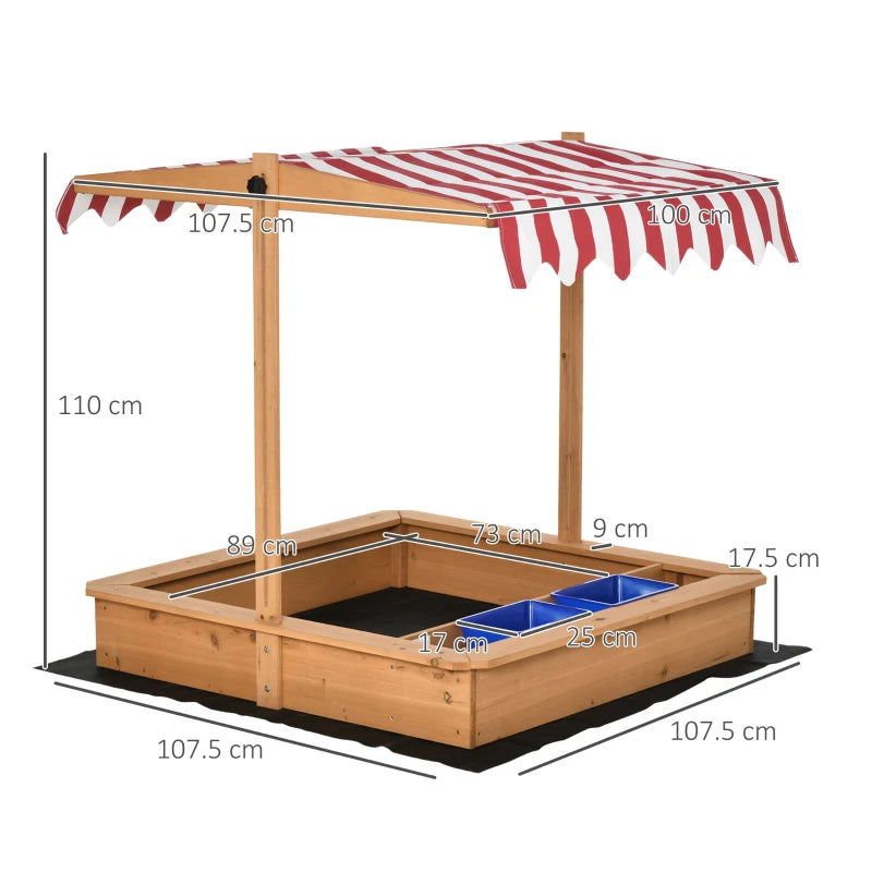 Wooden Sand Pit with Canopy - Blue Kids Sandbox Set