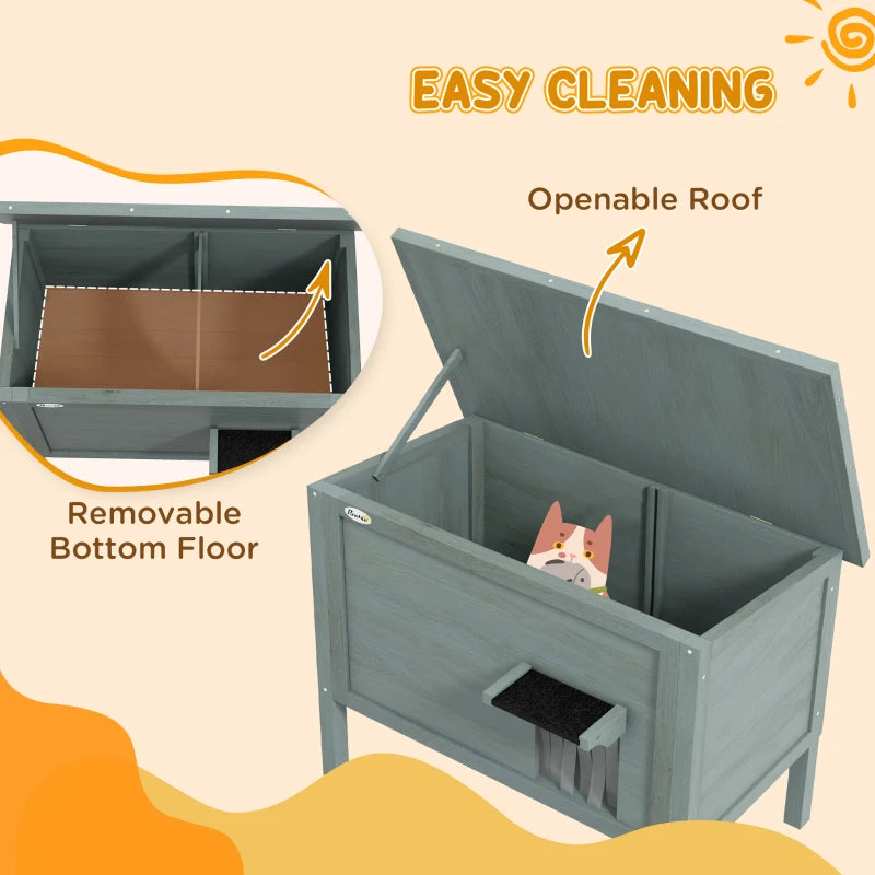 Charcoal Grey Outdoor Cat House with Insulated Design