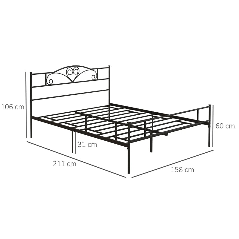 Metal King Size Bed Frame with Storage, Black