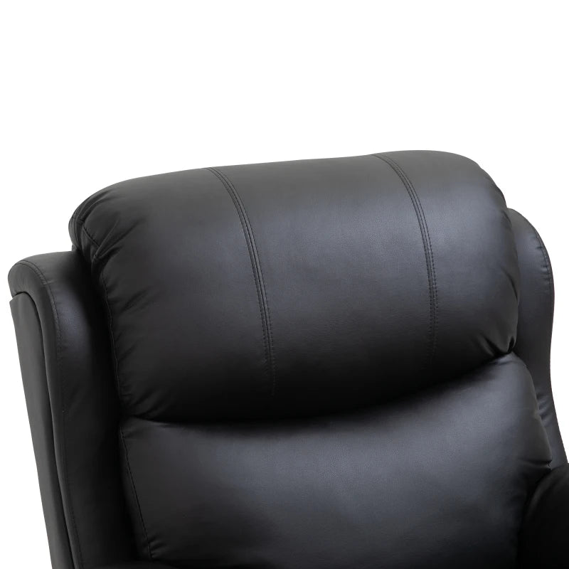 Black PU Leather Massage Recliner with Swivel Base and Heat