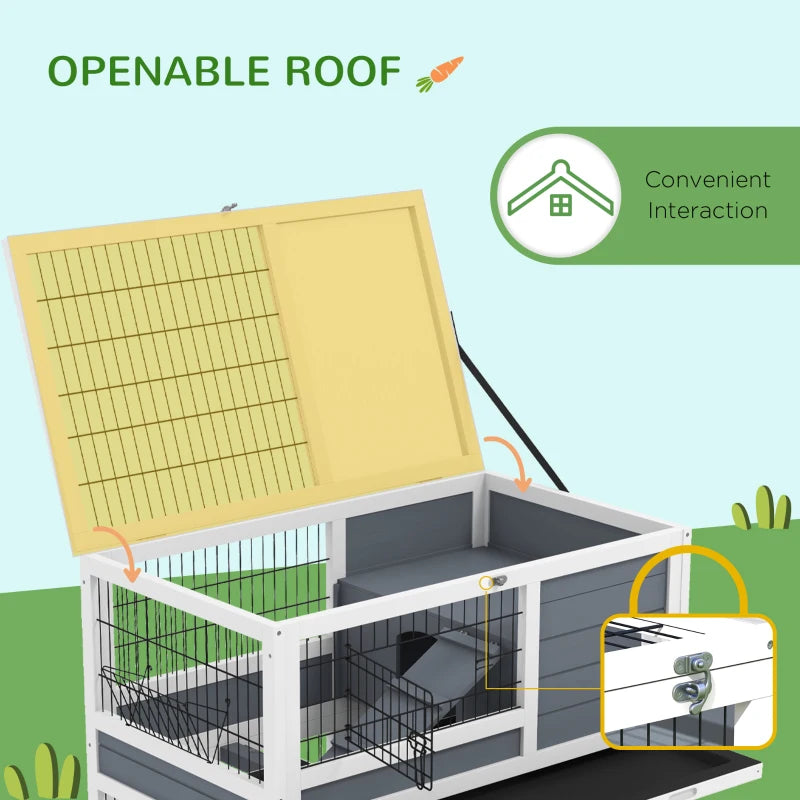 Grey Double Decker Small Pet Cage with Feeding Trough and Ramps