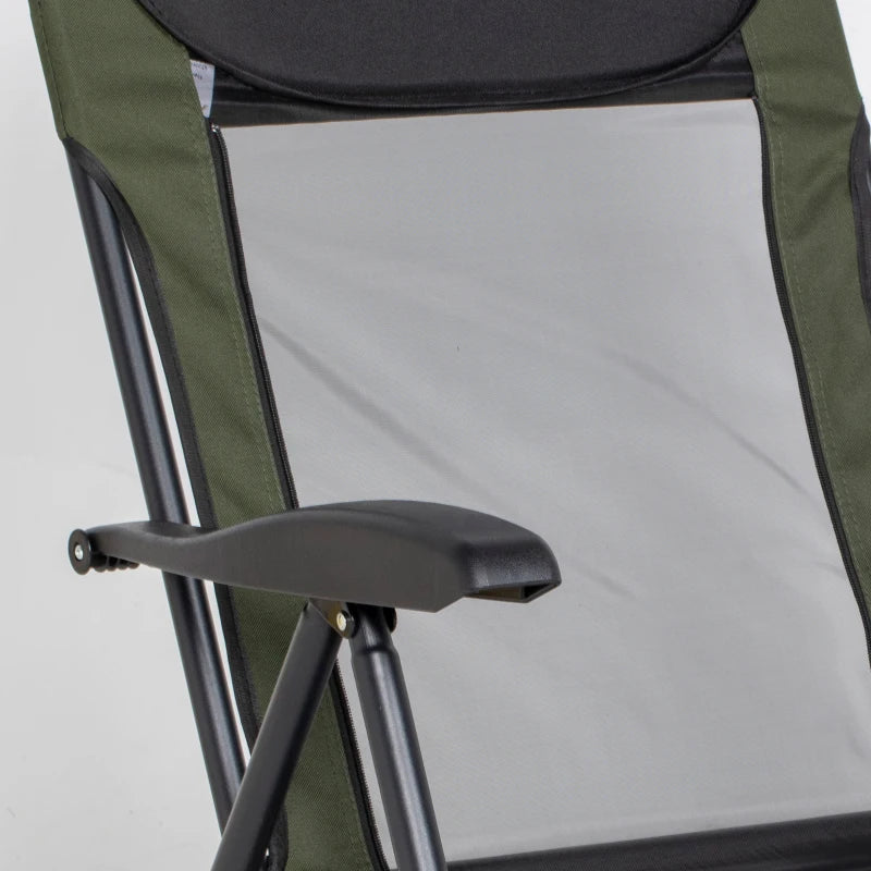 Foldable Fishing Chair with Adjustable Legs - Green/Black