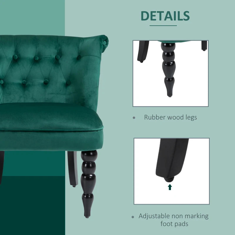 Green Velvet Wingback Accent Chair with Wooden Legs