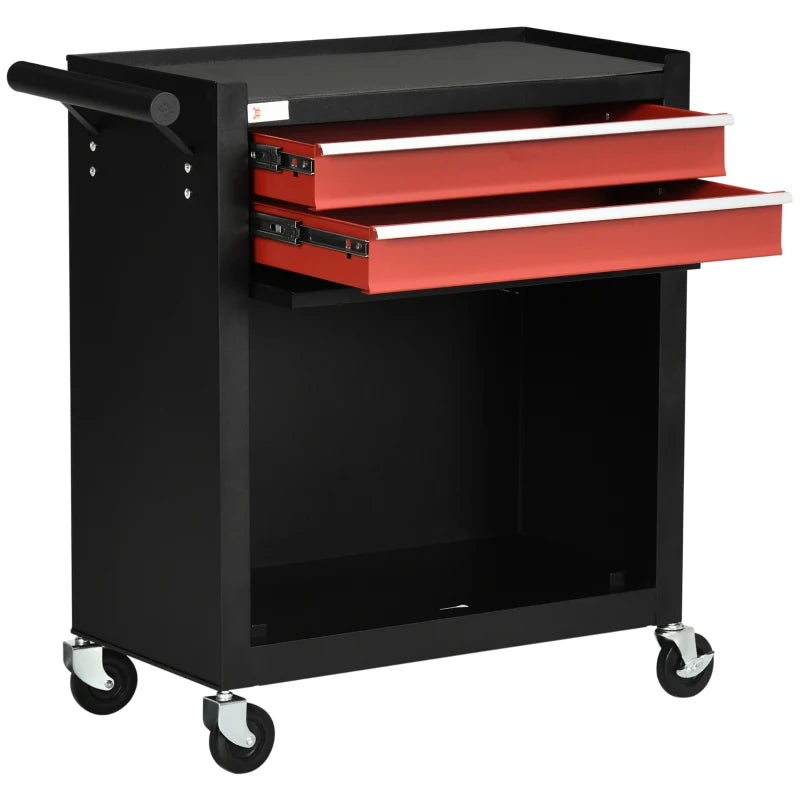 Black 2-Drawer Tool Chest on Wheels with Lockable Cabinet