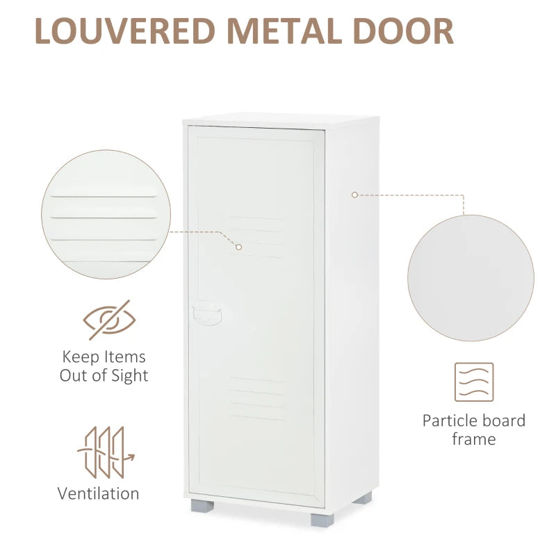White 3-Tier Metal Louvred Door File Cabinet