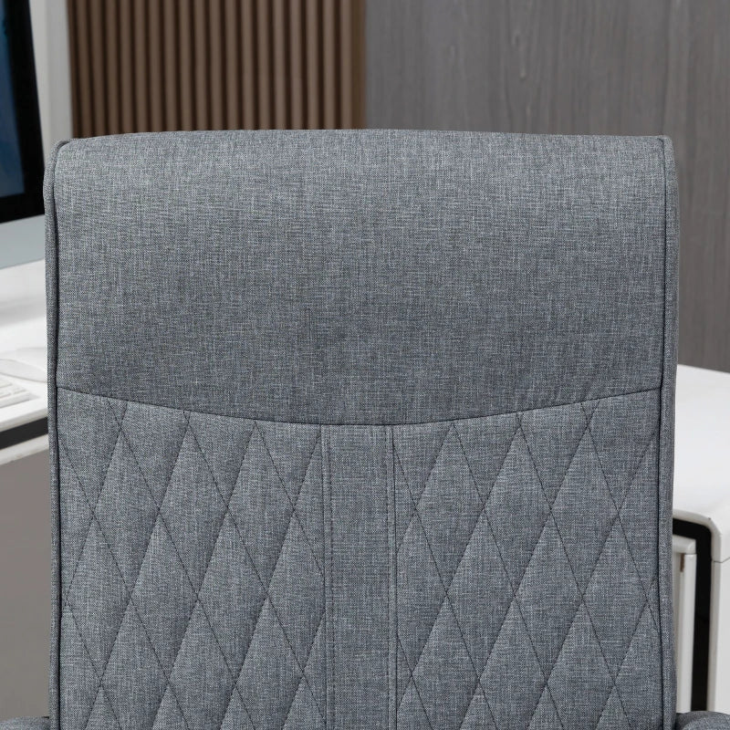 Dark Grey Linen High-Back Swivel Office Chair with Adjustable Height and Tilt