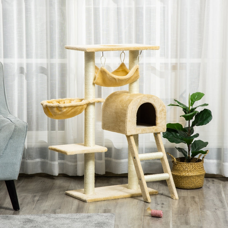 Cat Tree Tower with Hammock and Scratching Post - Grey