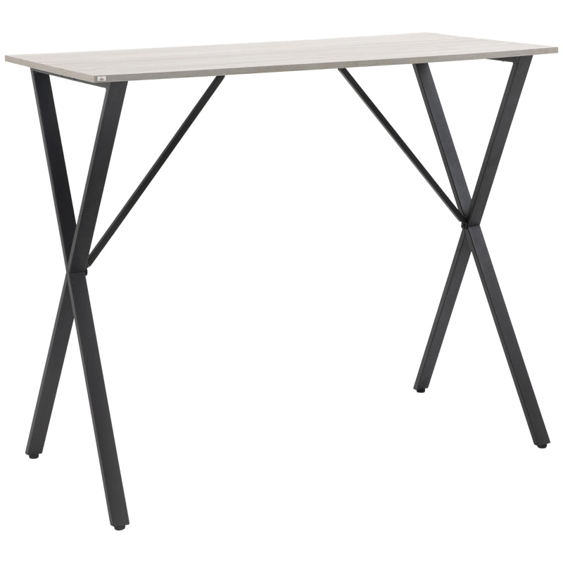 White 120cm Rectangular Bar Table with Wood Effect Top