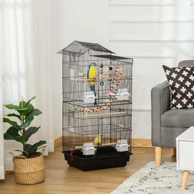 Compact Bird Cage Kit for Small Birds - Complete Set with Accessories and Toys