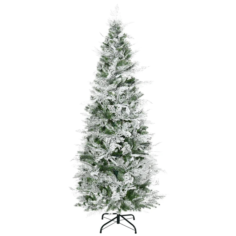 6ft Snow Flocked Green Christmas Tree with Cypress Branches