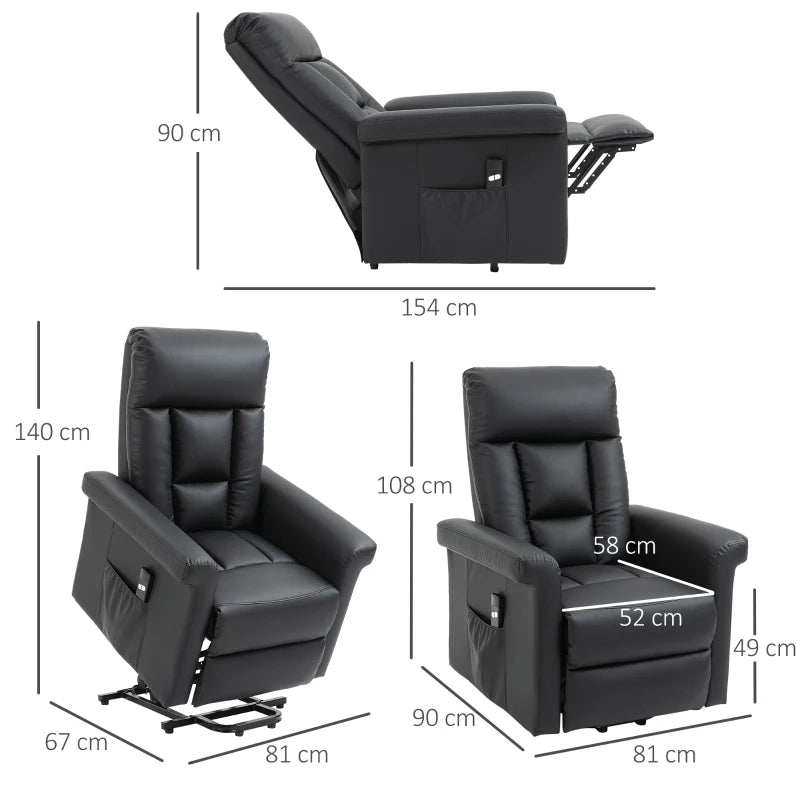 Black Power Lift Recliner Chair for Elderly with Remote Control
