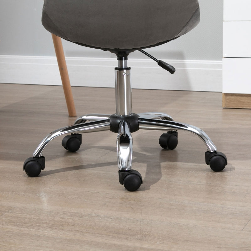 Grey Velvet Ergonomic Office Chair with Wheels