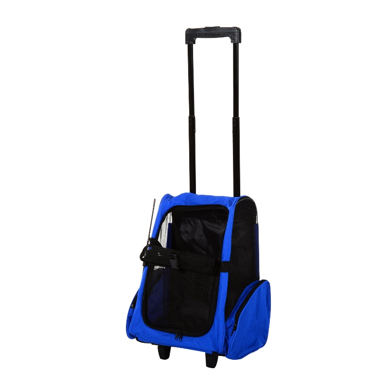 Blue Pet Travel Backpack with Trolley and Telescopic Handle