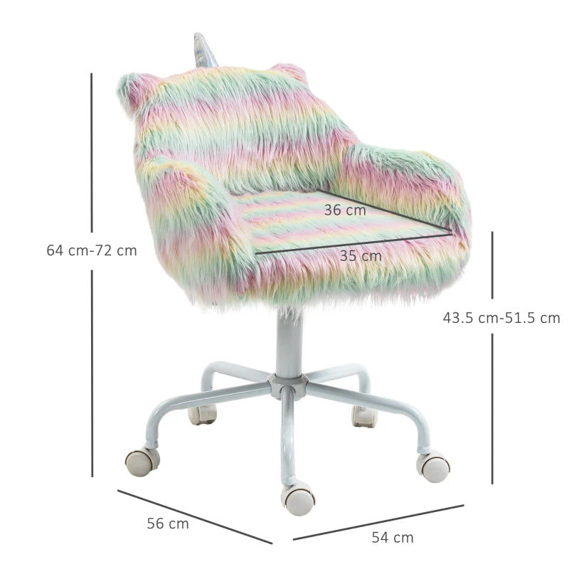 Colourful Fluffy Home Office Chair with Armrests and Swivel Wheels