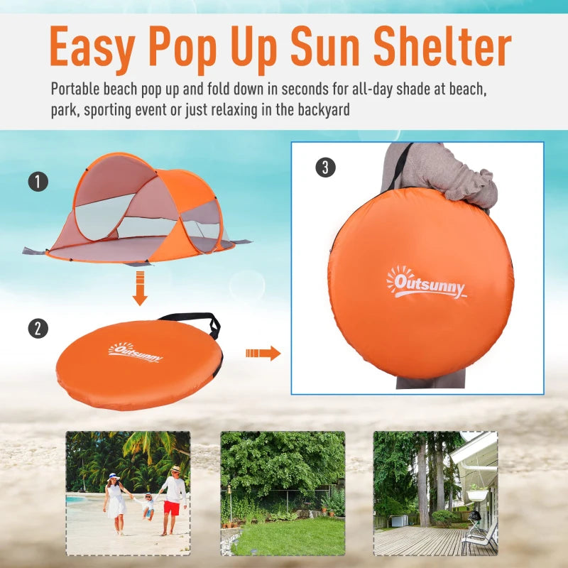 Orange Fibreglass Frame 2-Person Pop-Up Camping Tent