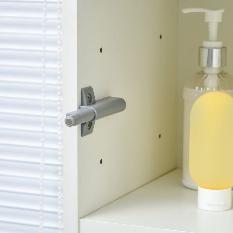 White Tall Bathroom Storage Cabinet with Adjustable Shelves