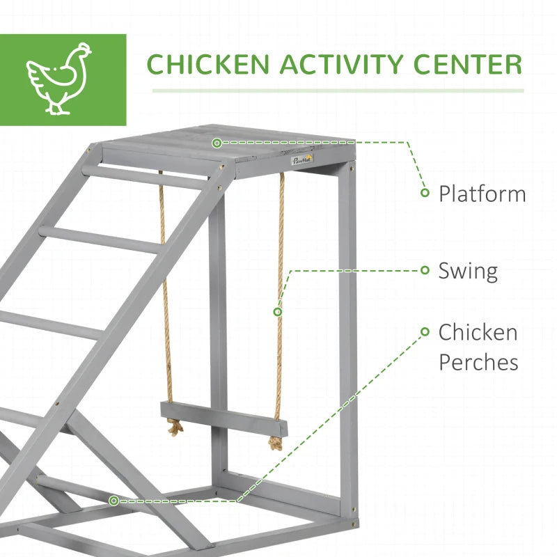 Galvanised Steel Chicken Run with Activity Shelf and Cover, 3x6x2m, Grey